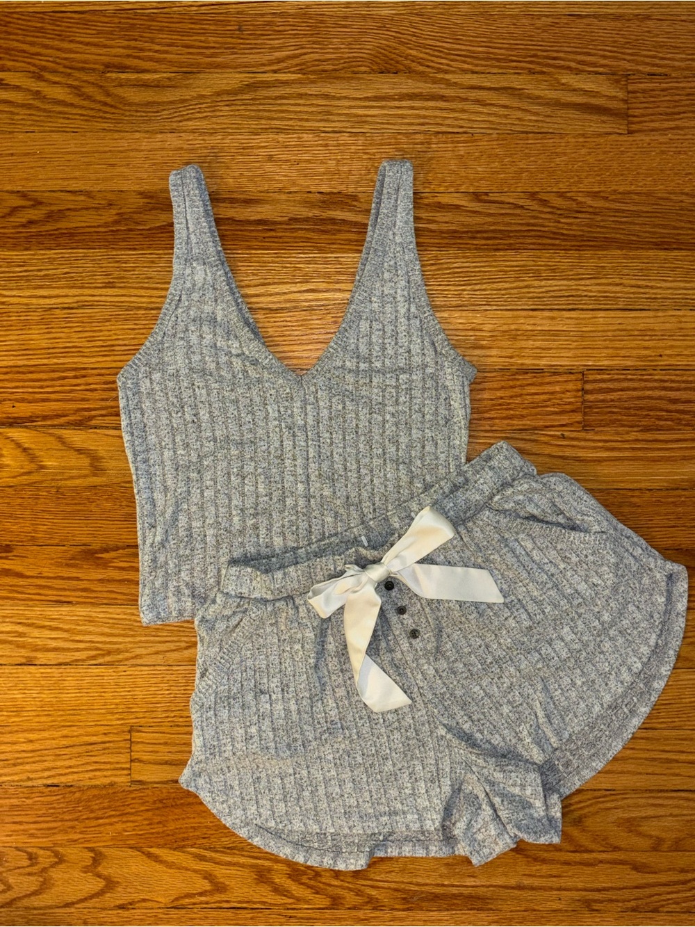 Abercrombie & Fitch Heather Gray Ribbed Sleep Tank & Shorts Set